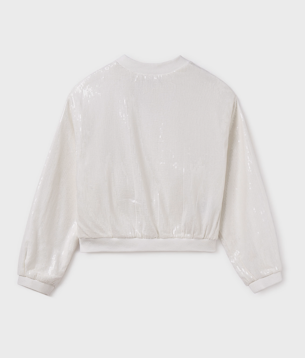 Sequin Bomber Jacket - White