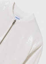 Sequin Bomber Jacket - White