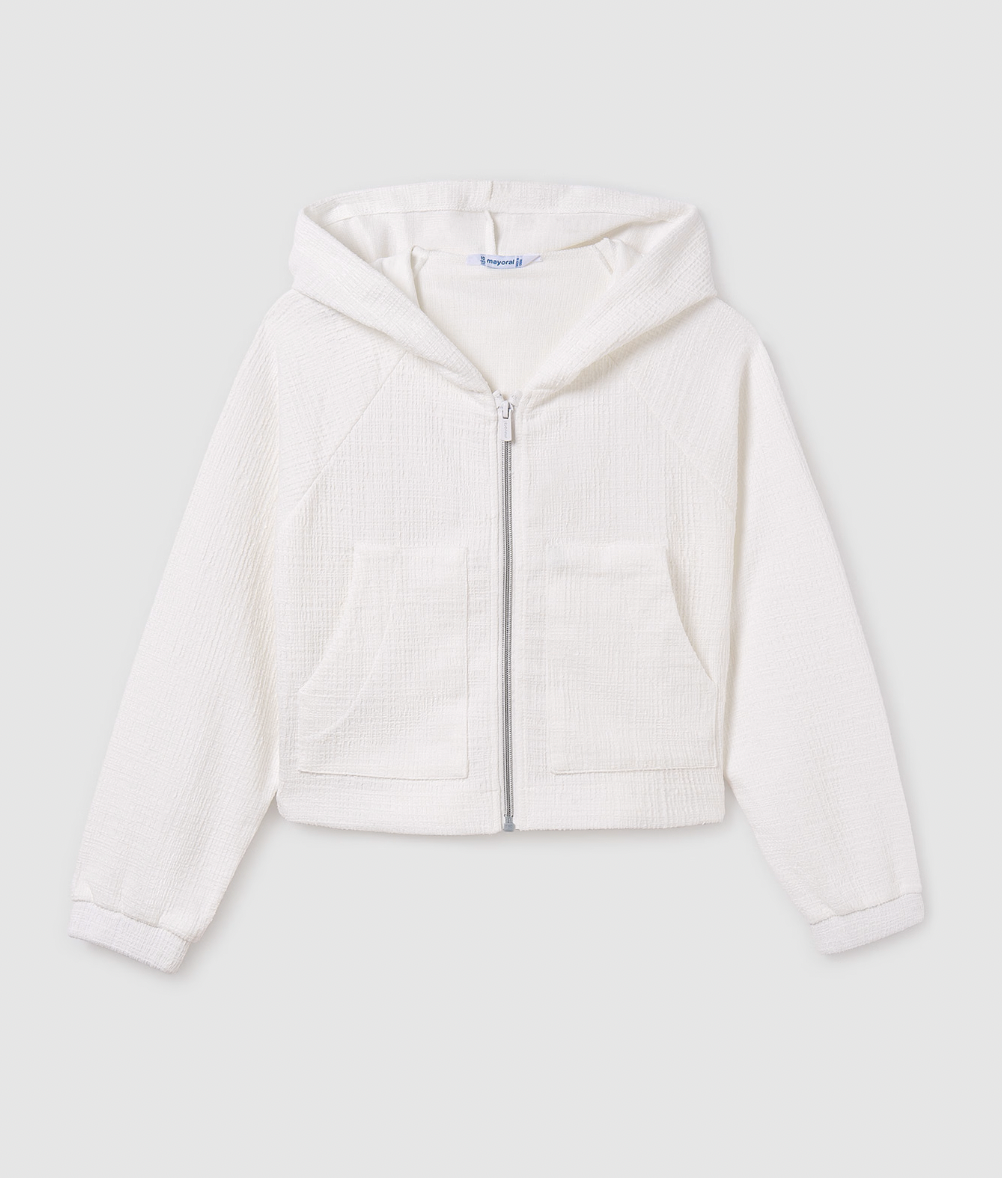 Zip Up Hoodie - White