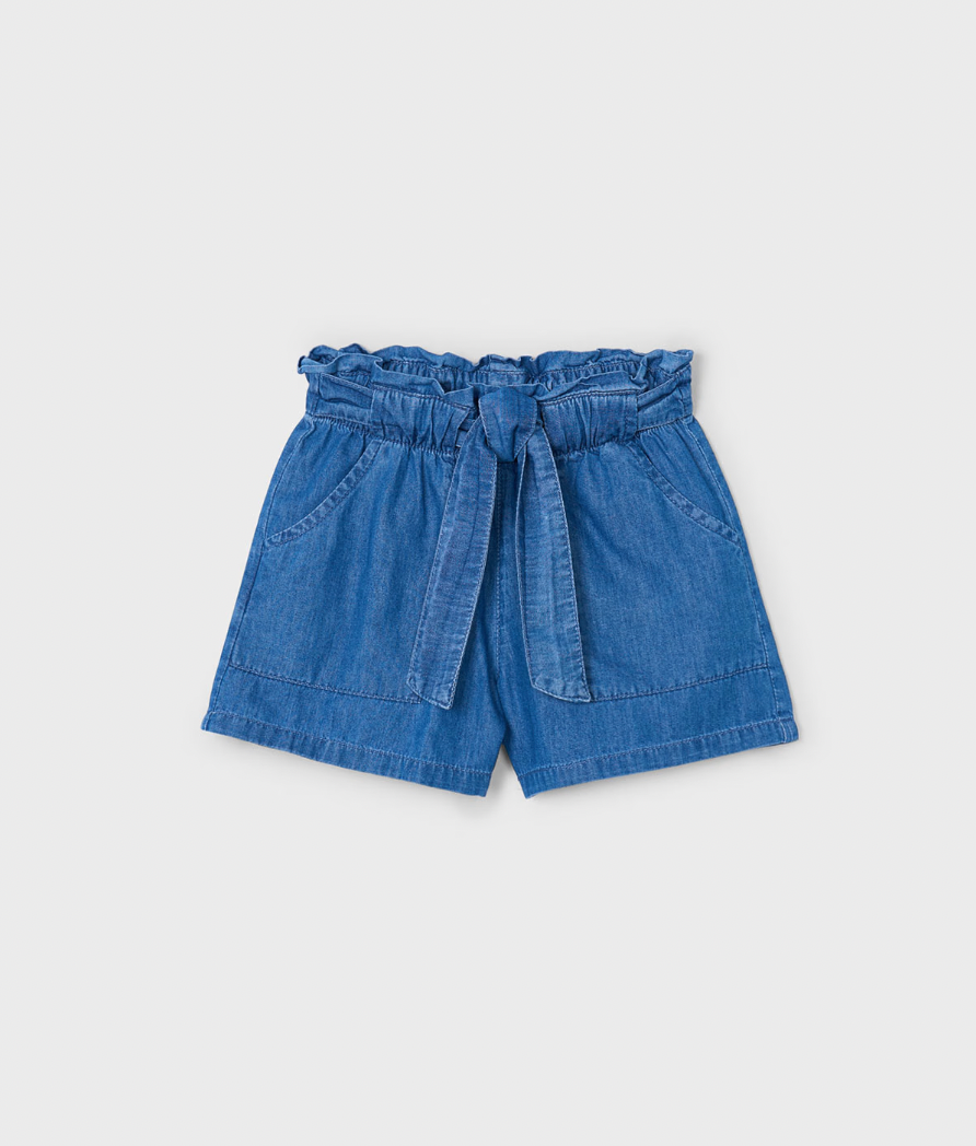 Paper Bag Waist Shorts - Chambray