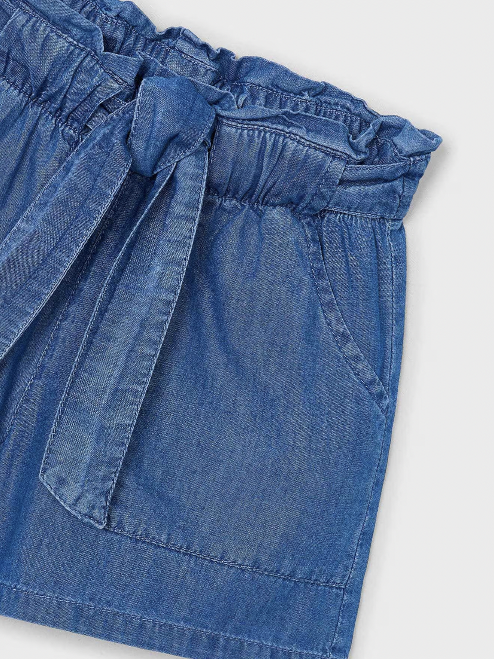 Paper Bag Waist Shorts - Chambray