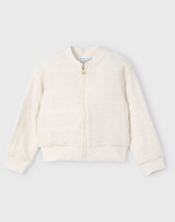 Crochet Style Bomber Jacket - Bone