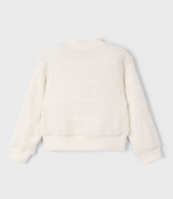 Crochet Style Bomber Jacket - Bone