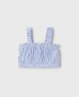 Oversize Button Down and Ruffle Tank - Blue Stripe
