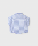 Oversize Button Down and Ruffle Tank - Blue Stripe
