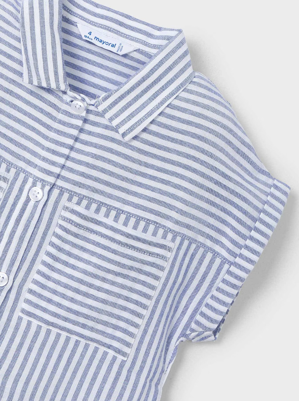 Oversize Button Down and Ruffle Tank - Blue Stripe