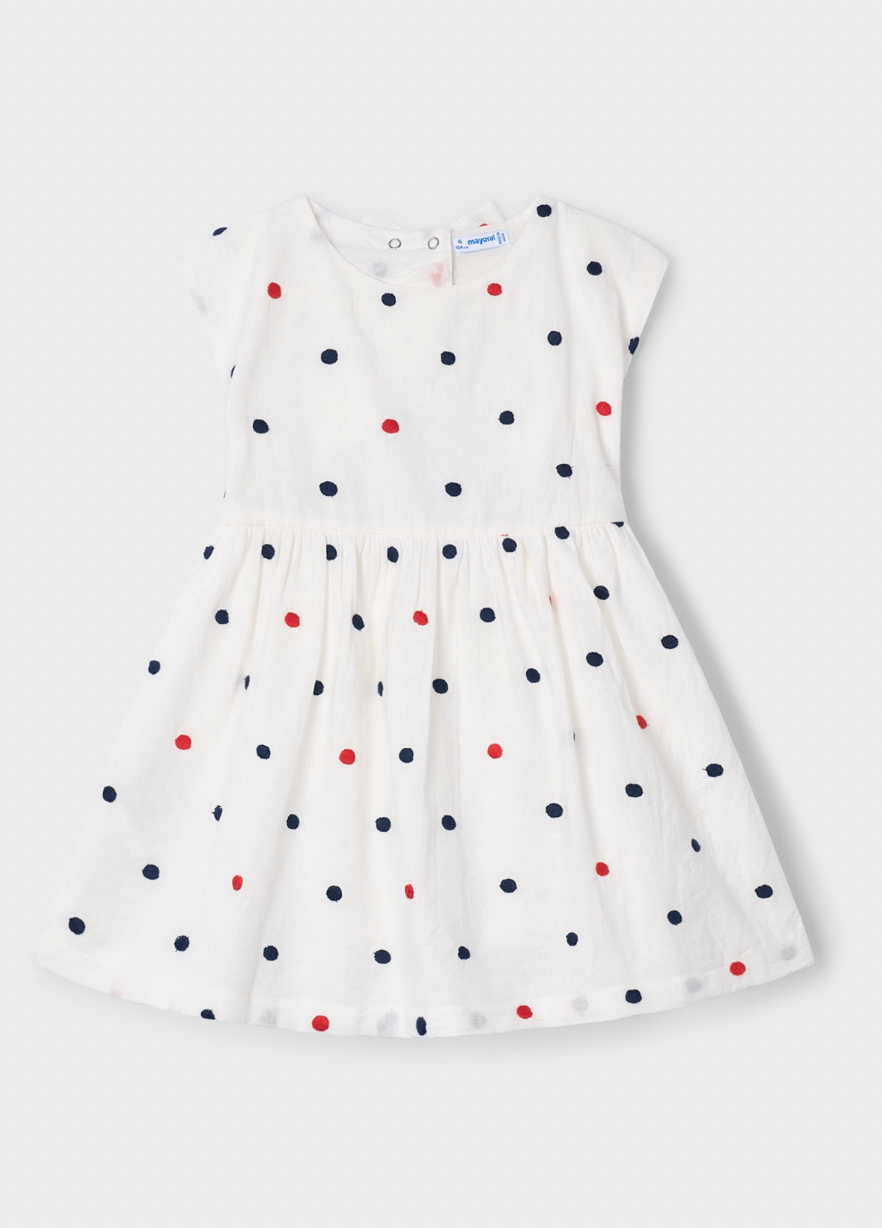 Embroidered Dot Dress - White