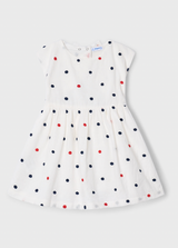 Embroidered Dot Dress - White