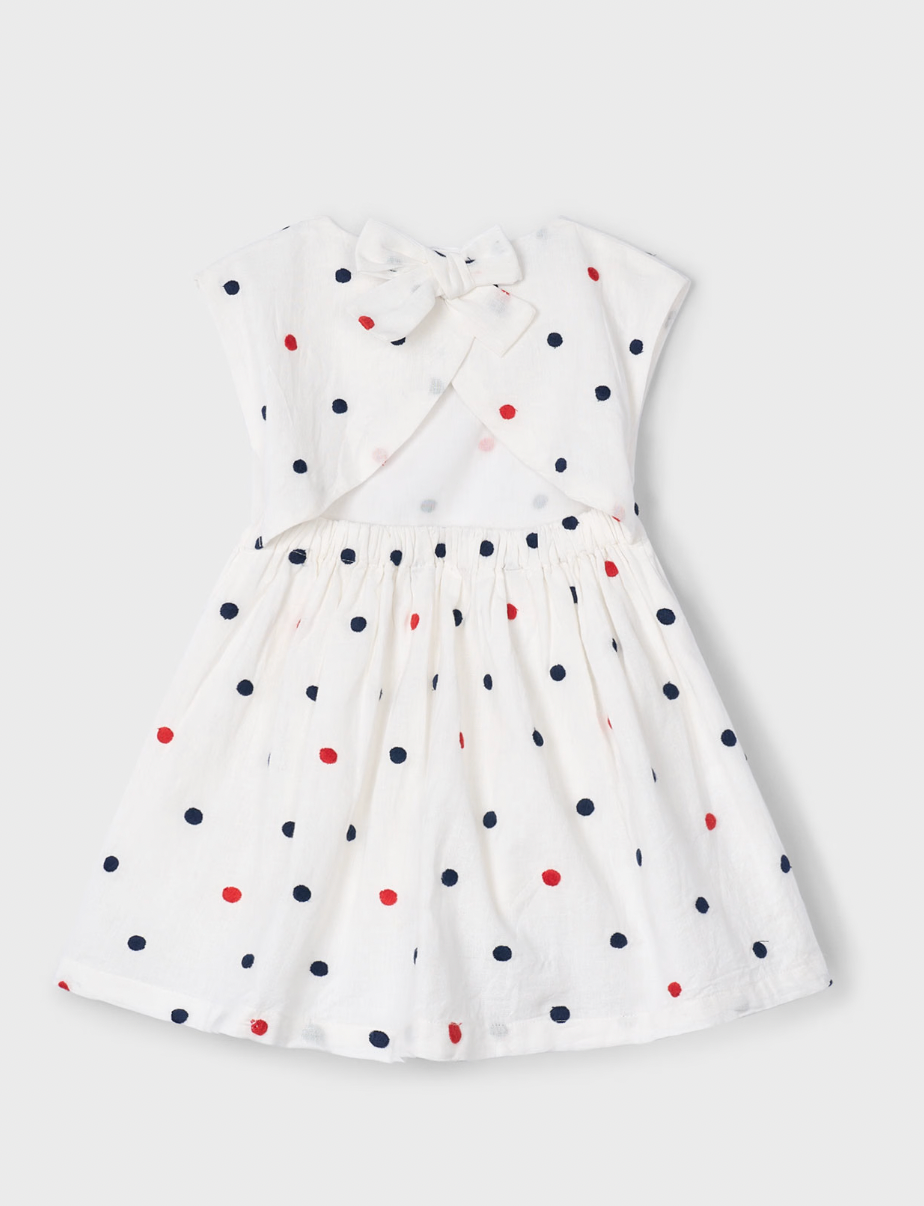 Embroidered Dot Dress - White