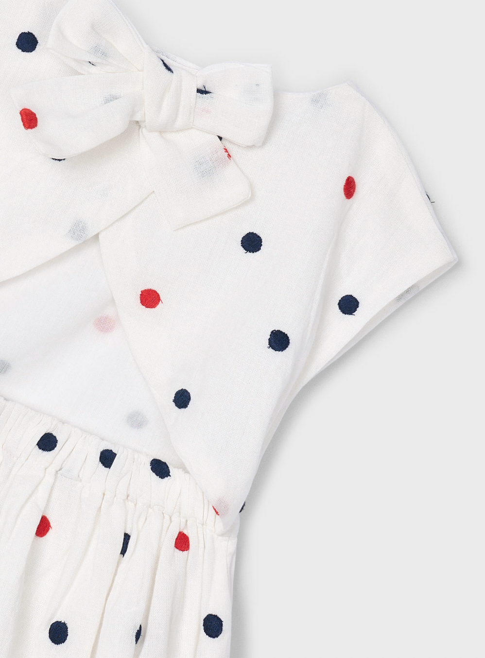 Embroidered Dot Dress - White