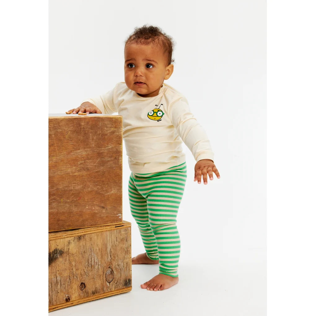 Ribbed Leggings - Bright Green Stripe – Fox + Kit Children's Boutique