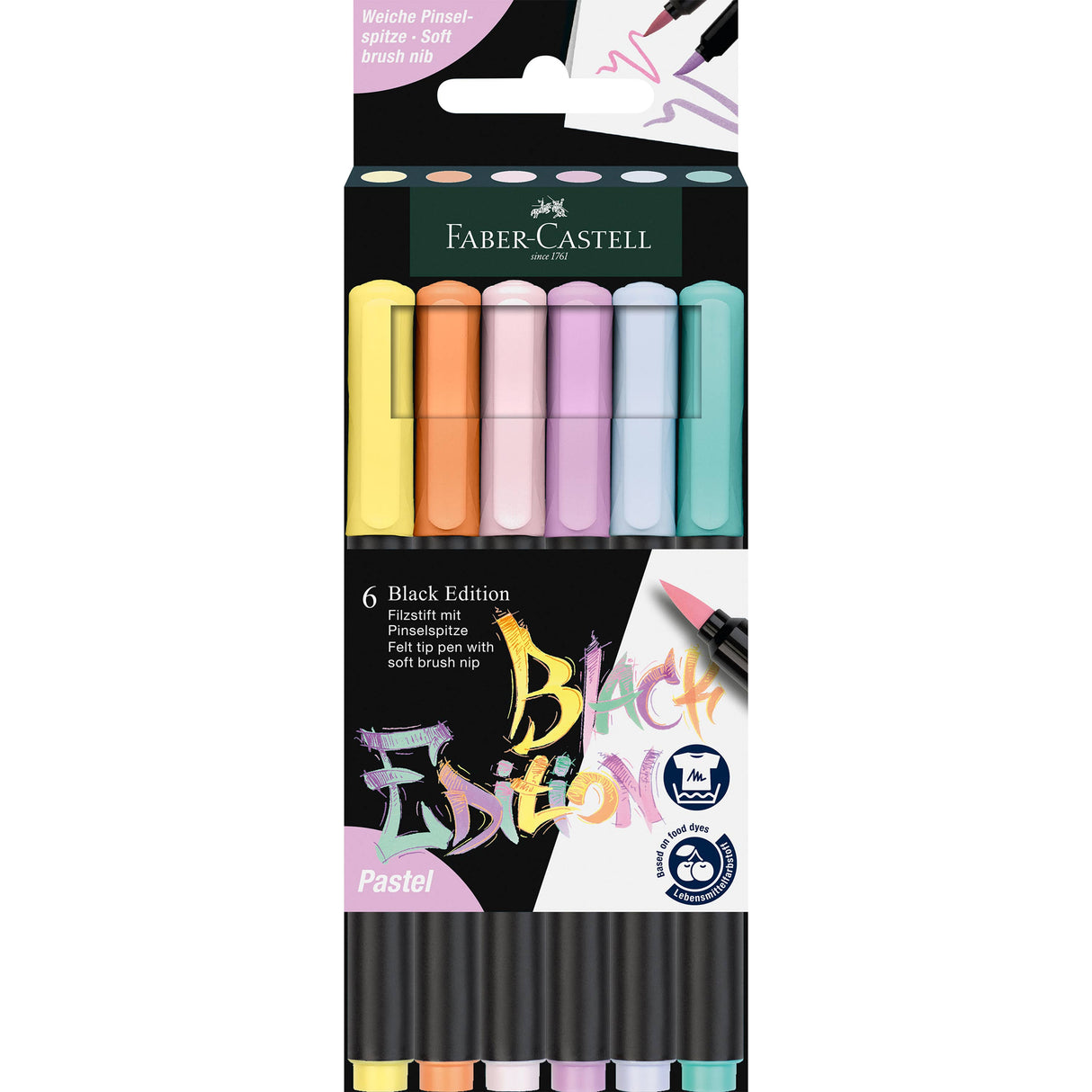 Black Edition Felt Tip Brush Markers - Pastel
