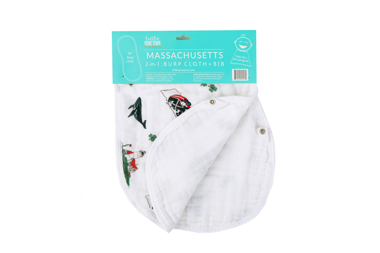 2-in-1 Burp Cloth and Bib - Massachusetts