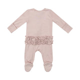 Ruffle Zip Footie - Sepia Rose