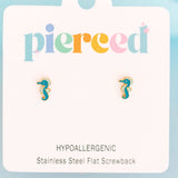 Pierced Co. Screwback Earrings - Seahorse
