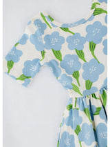 Short Sleeve Twirl Dress - Blue Garden