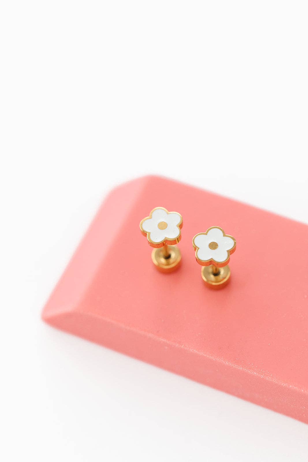Pip Pop Post Earrings - White Petite Flower