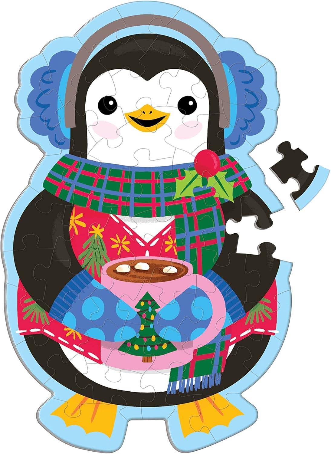 48 Piece Scratch and Sniff Shaped Mini Puzzle - Hot Cocoa Penguin