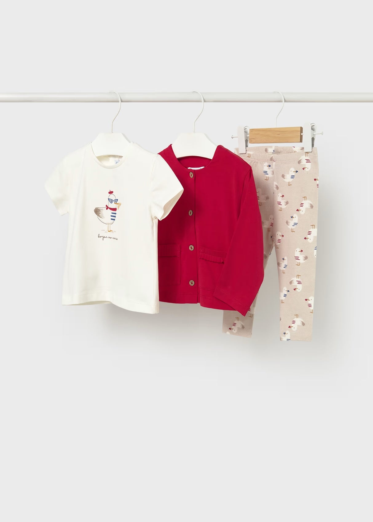 Cardigan and Graphic Tee Outfit - Sea Birds