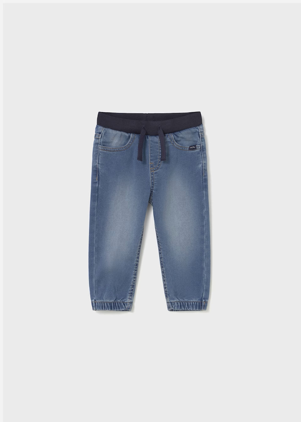 Pull On Denim Joggers - Medium Wash