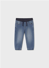 Pull On Denim Joggers - Medium Wash