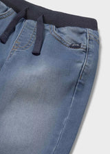 Pull On Denim Joggers - Medium Wash
