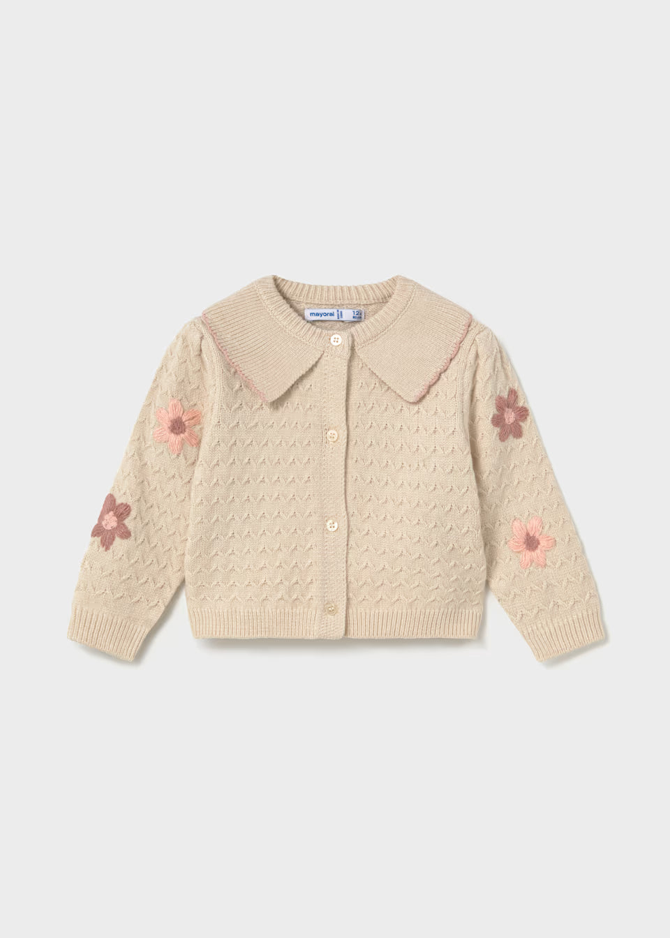 Scallop Collar Cardigan - Milk Heather