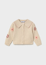 Scallop Collar Cardigan - Milk Heather