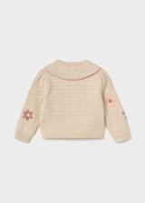 Scallop Collar Cardigan - Milk Heather