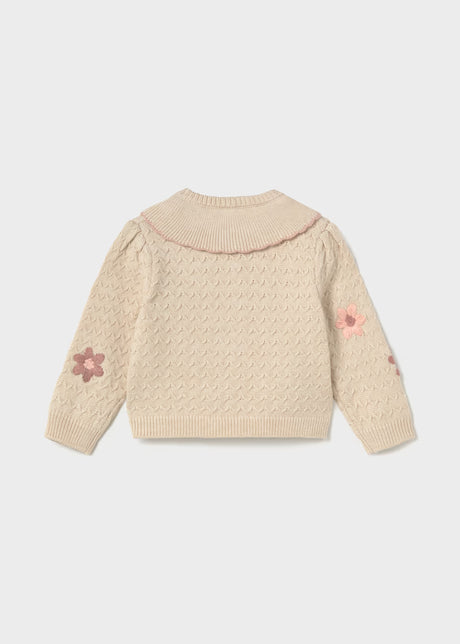 Scallop Collar Cardigan - Milk Heather