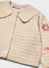 Scallop Collar Cardigan - Milk Heather