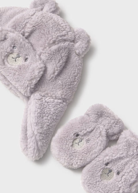 Fleece Hat and Mittens - Grey