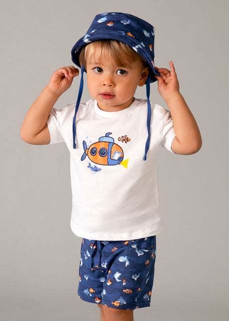 Graphic Tee and Shorts Set - Submarine