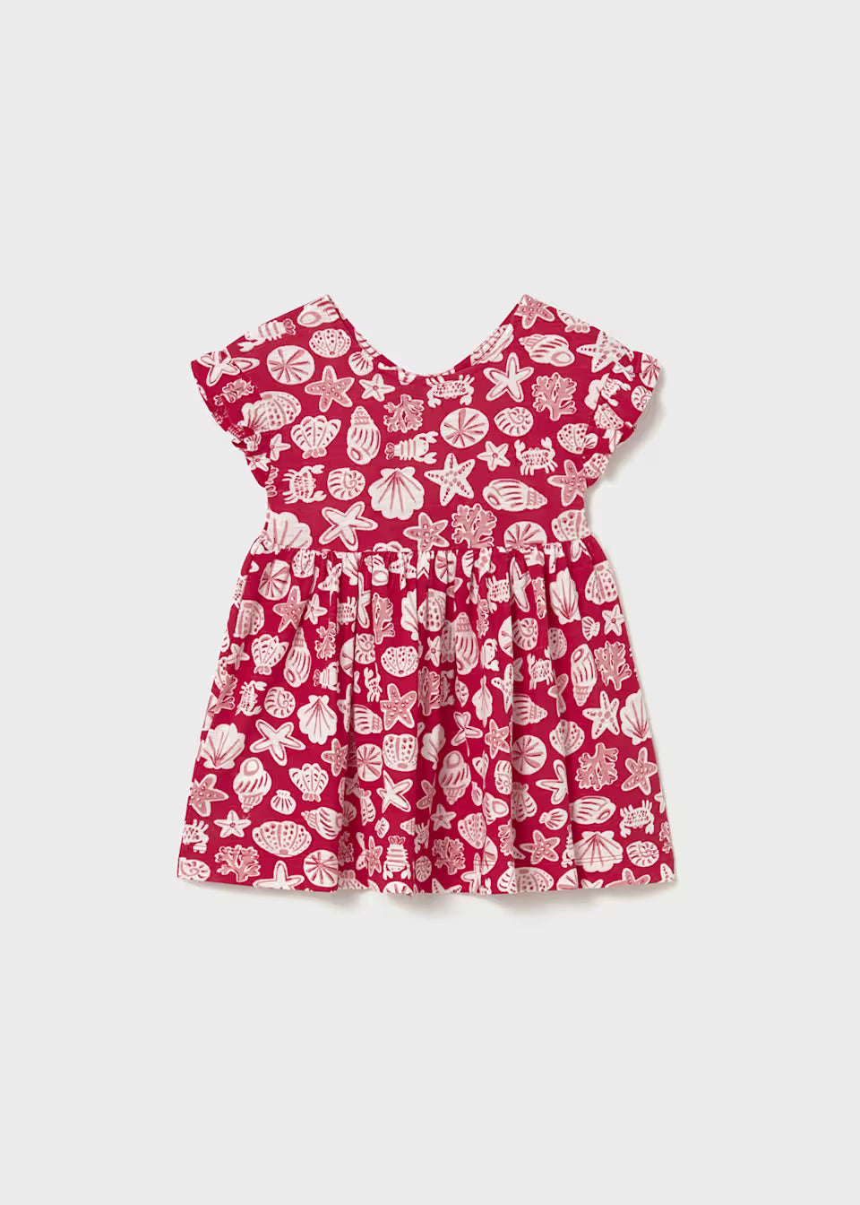 Flutter Sleeve Knit Dress - Red Shell