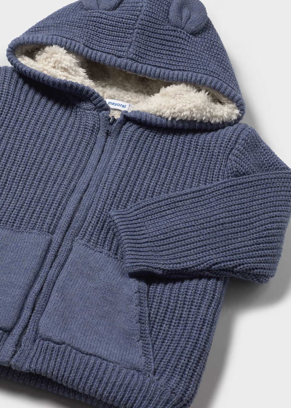 Sherpa Lined Zip Up Hoodie - Whale Blue
