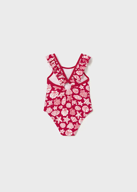 One Piece Swimsuit - Red Shells