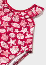 One Piece Swimsuit - Red Shells