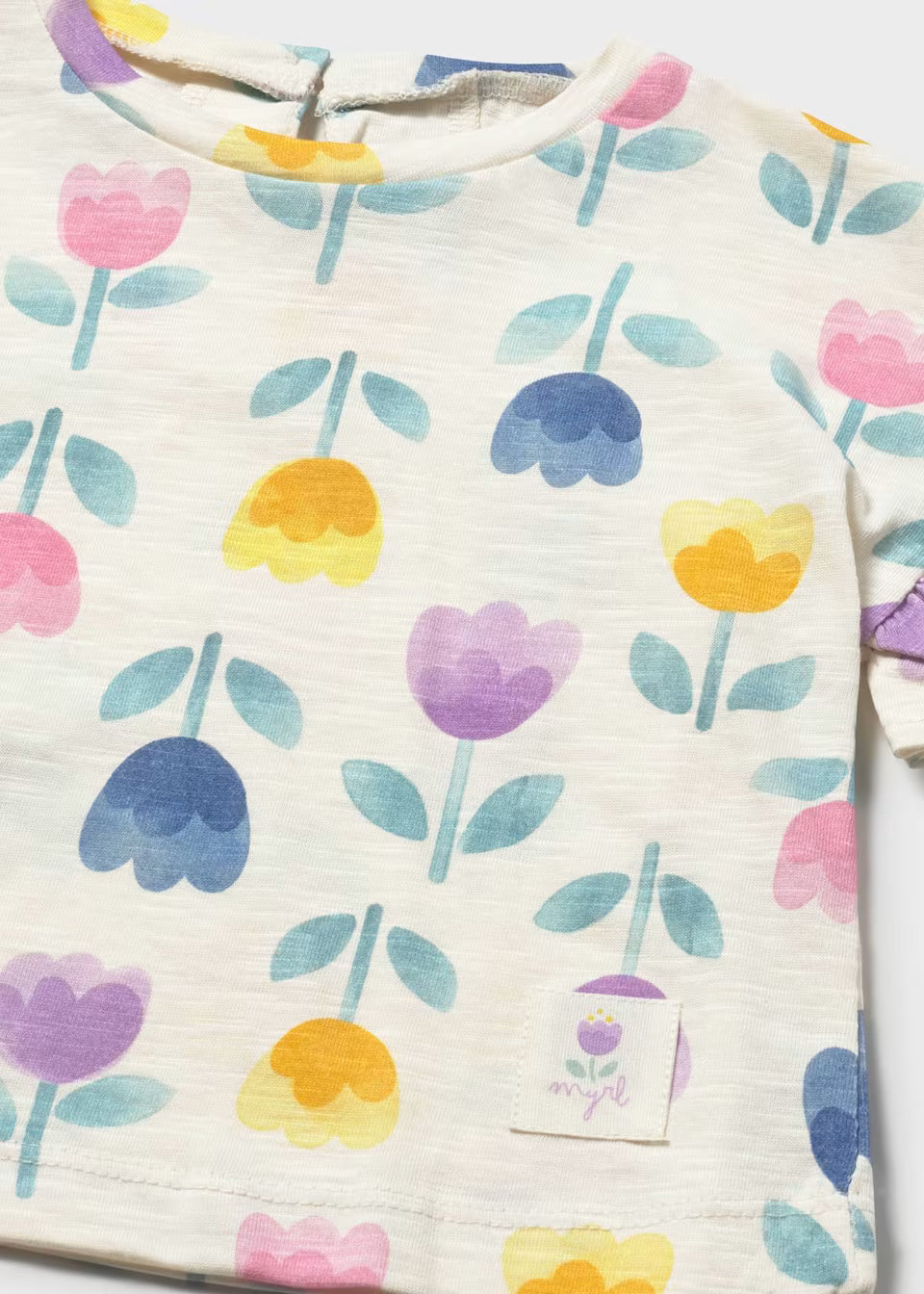 Printed Flutter Sleeve Tee - Floral