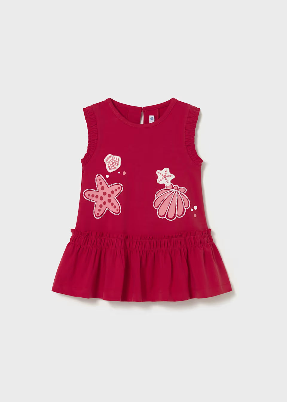 Sleeveless Skirted Dress - Red Sea Shells