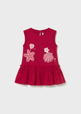 Sleeveless Skirted Dress - Red Sea Shells