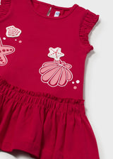 Sleeveless Skirted Dress - Red Sea Shells