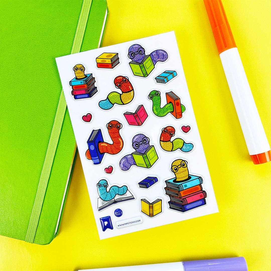 Pipstickers - Booked & Burrowed Glitter Puffy