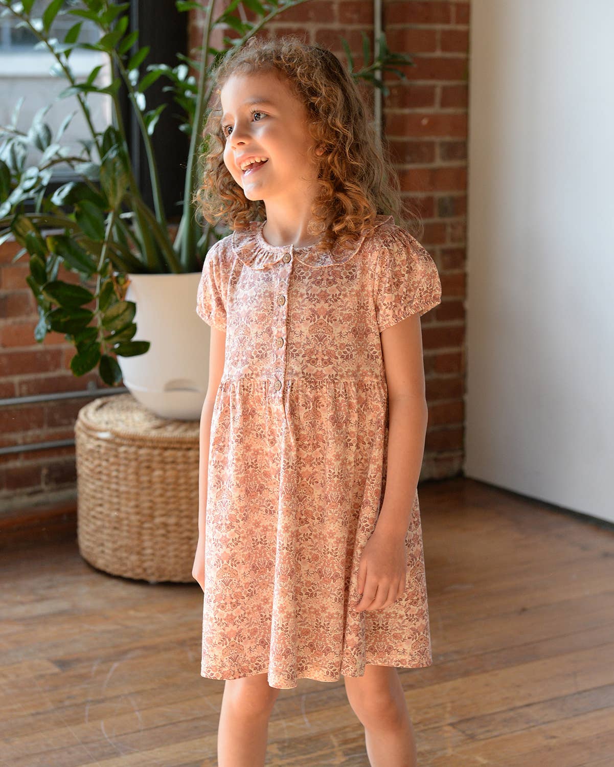 City Mouse Frill Collar Henley Dress - Spring Bouquet