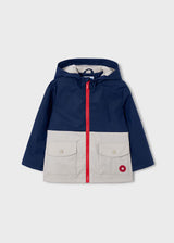 Hooded Raincoat - Navy Colorblock