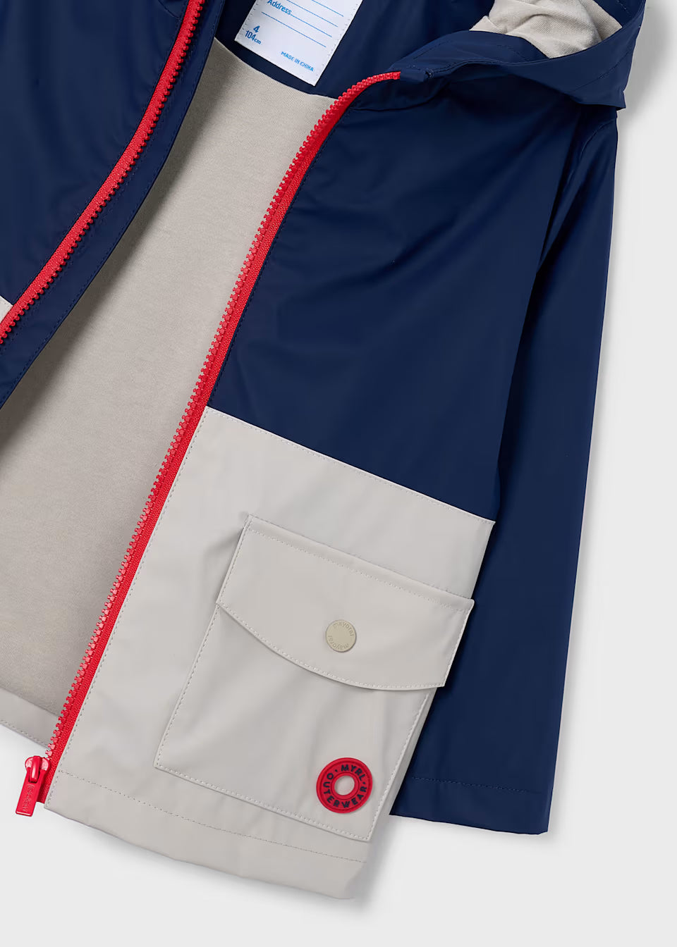 Hooded Raincoat - Navy Colorblock