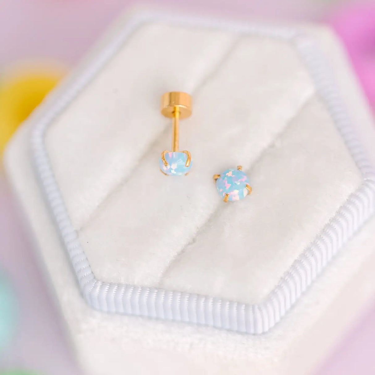 Pierced Co. Screwback Earrings - Blue Opals