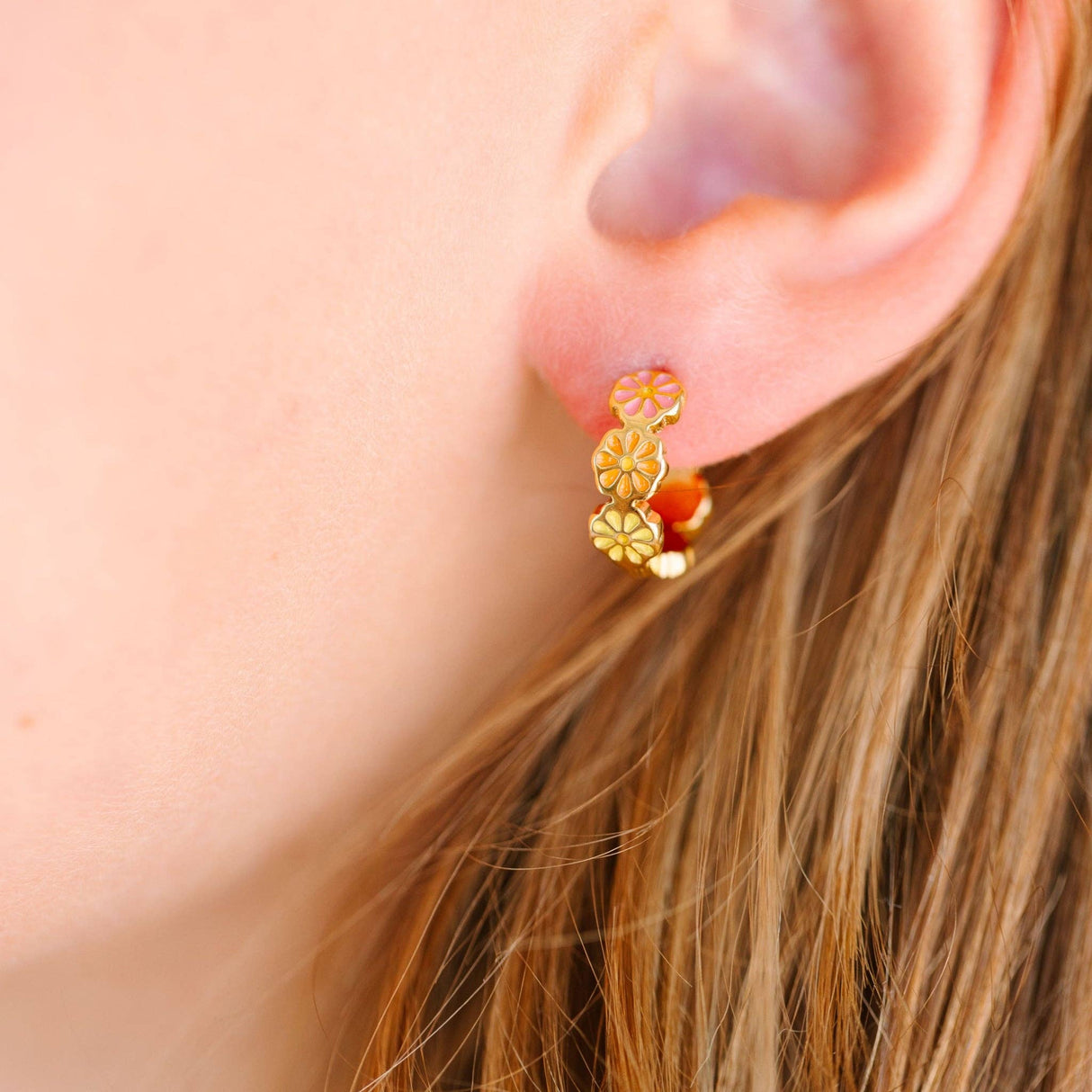 Pierced Co. Earrings - Colorful Daisy Huggies