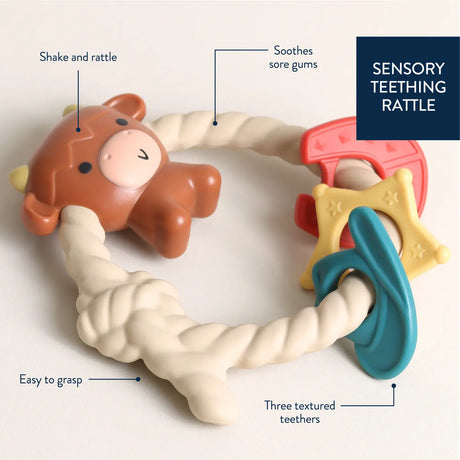 Ritzy Rattle Silicone Teether - Cow