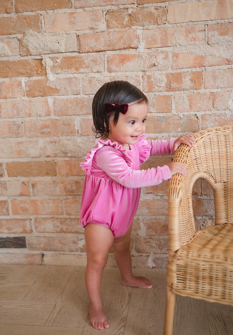 Leah Romper - Baby Pink Velvet FINAL SALE