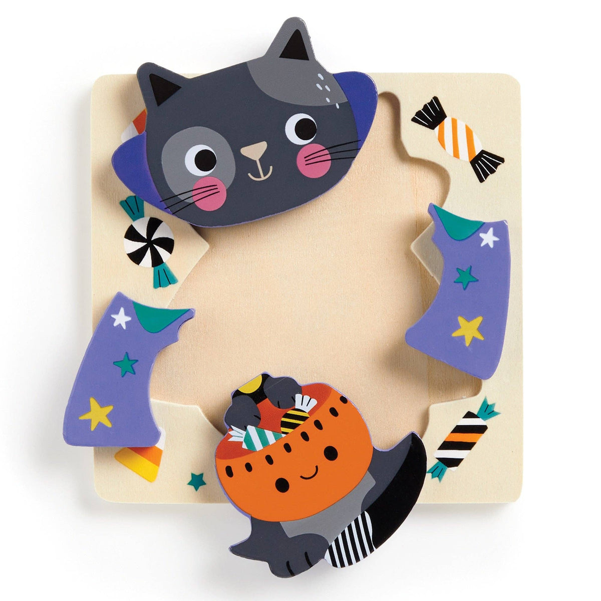 Set of 4 Wood Puzzles - Spooky Friends